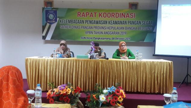 Kepala Dinas Pangan saat Rapat Koordinasi Kelembagaan Pengawasan Keamanan Pangan Segar di Sun Hotel Pangkalpinang, Selasa (08/10/2019) 